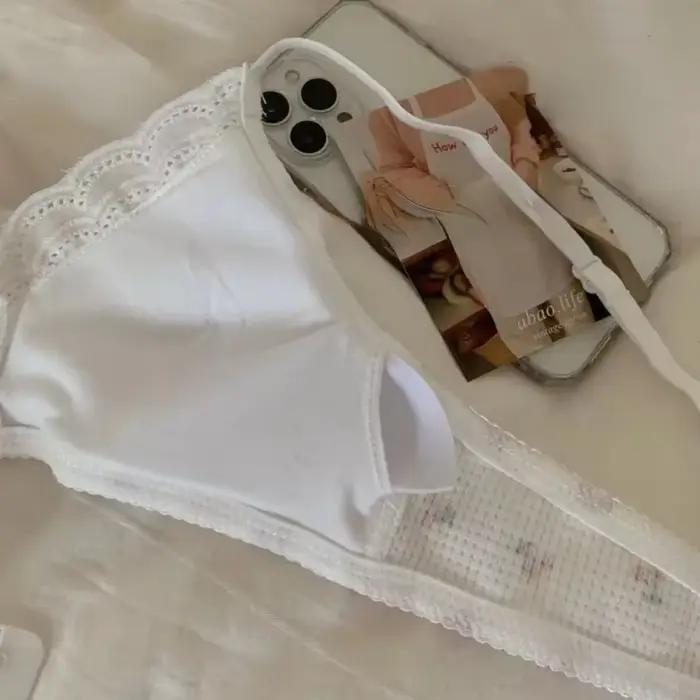 Soutien-gorge pour fille coréen simple en dentelle à imprimé cerise