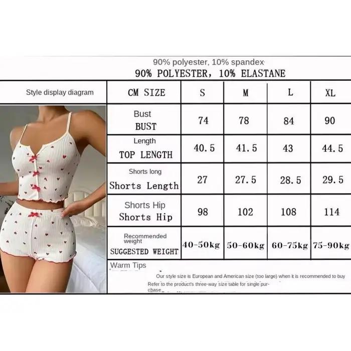 Vêtements de nuit femmes pyjamas ensemble coeur imprimé tissu côtelé doux avec glamour volants garniture décontracté