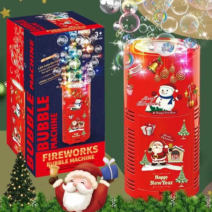 Machine à bulles automatique pour feu d'artifice, soufflant des bulles colorées avec musique dynamique, jouet à bulles lumineuses pour enfants, cadeau de fête de noël