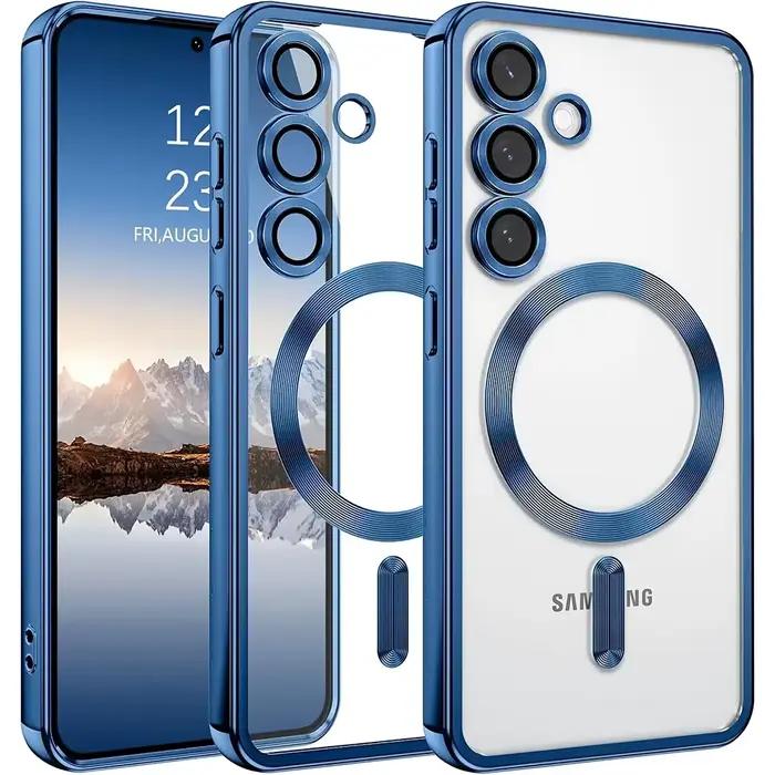 Coque de téléphone magnétique transparente plaquée pour Samsung Galaxy A56 A55 A54 A36 A35 A34 A26 A25 A24 A17 A16 A15 A14 A07 A06 A05