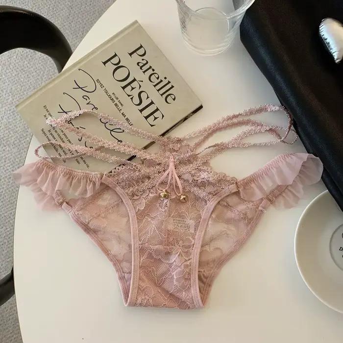 Culotte femme coton noeud ceinture dentelle caleçon