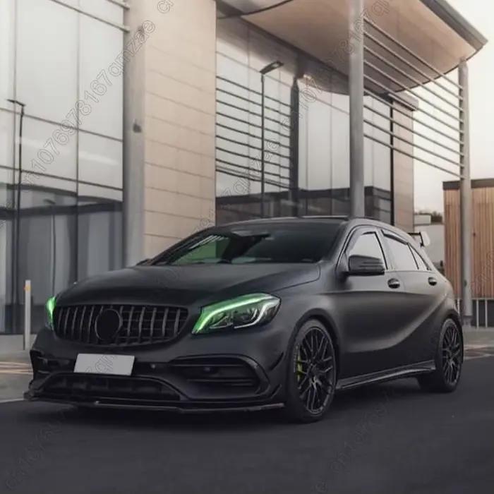 Pour Mercedes classe A W176 A180 A200 A250 A45 AMG 2012 2013 2014 2015 2016 2017 2018 becquet de lèvre de pare-chocs avant de voiture aspect carbone