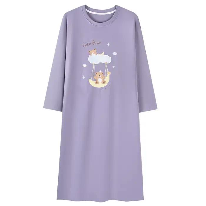 Nouvelle Robe de Nuit à Manches Longues pour Femmes