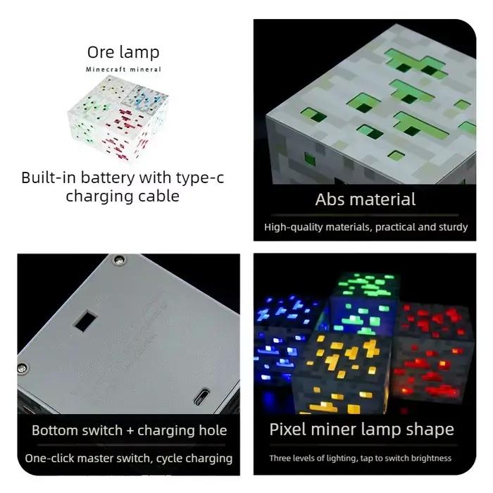 Lampe de nuit LED, Lampe torche de jeu, Lampe Coolie, Modèle de jouet, Lampe d'ambiance, Ornement lumineux, Lampe à minerai, Lampe à minerai en forme de bouteille à couleurs changeantes