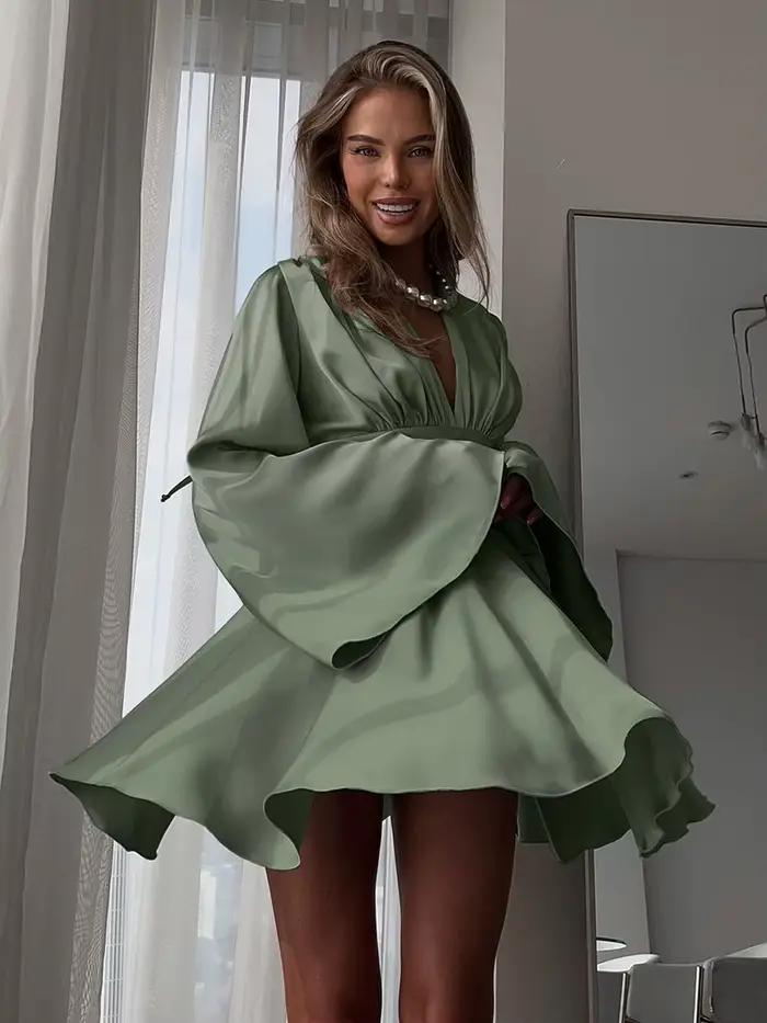 Marthaqiqi-Chemise de nuit à col en V pour femmes