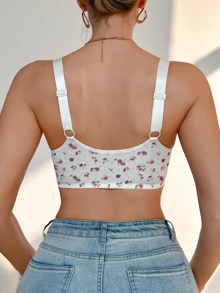 Bralette en dentelle florale avec fermeture frontale pour femme