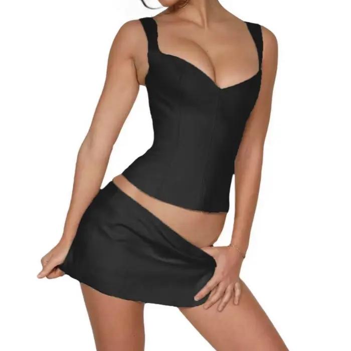 Corset sans manches élégant pour femme, en pur coton, col en V, style vintage, crop top, corset à bandes, camisole, vêtements Y2K, gilet streetwear d'été