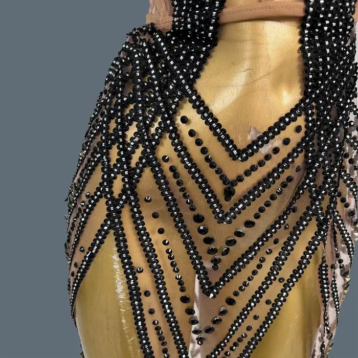 Jianrui – tenue de soirée scintillante avec strass noirs