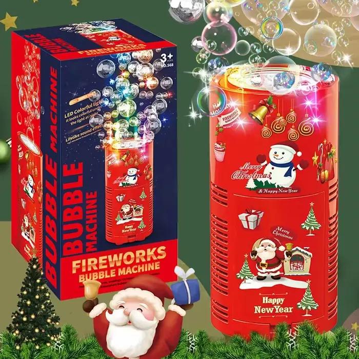 Nouvelle Machine à bulles automatique pour feu d'artifice, soufflant des bulles colorées avec musique dynamique, jouet à bulles lumineuses pour enfants, cadeau de fête de noël