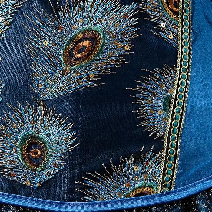 Caudatus Corsets et Bustiers paon broderie princesse Burlesque surbuste Corset gothique plume vêtements corps Shaper Bustier