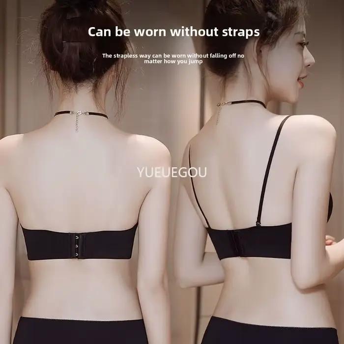 Soutien-gorge push-up sans bretelles pour petites poitrines - Fermeture avant et coussinets épais de 6 cm pour un effet