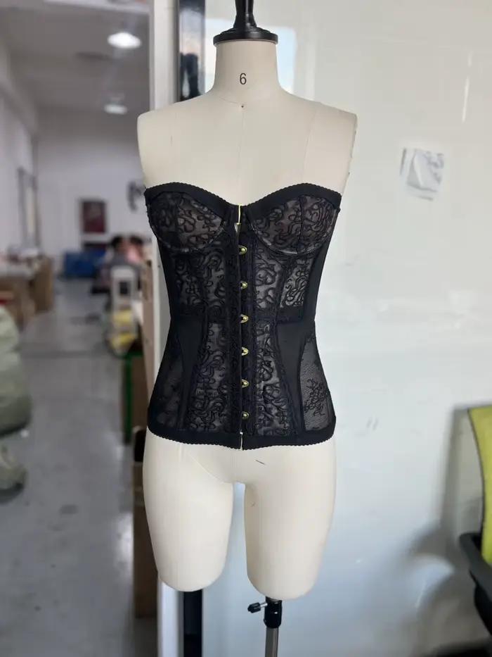 Femmes mode Corset Bustier surbuste Transparent dentelle corsage à lacets désossé Sexy bretelles bustiers fête de mariage taille mince