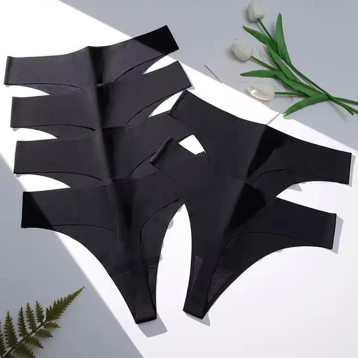 Sans couture femmes culottes coupe en V Sexy femme tongs soie Satin sous-vêtements doux confortable Lingerie chaude