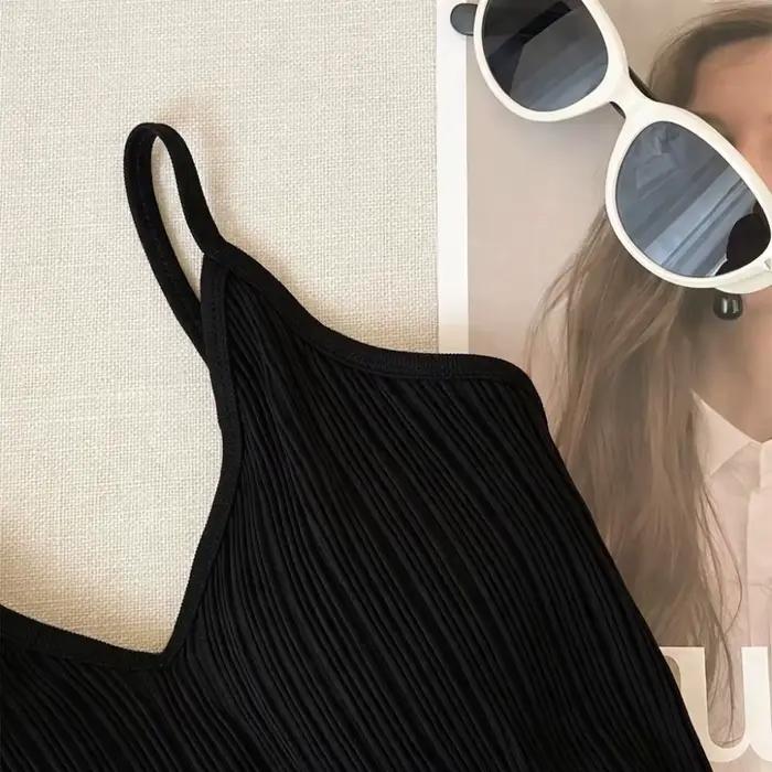 Nouvelle Camisole Col V Sans Manches, Haut Une Pièce à Bonnets Intégrés, Style Halter, Sous-vêtement, Lingerie Française pour Femme