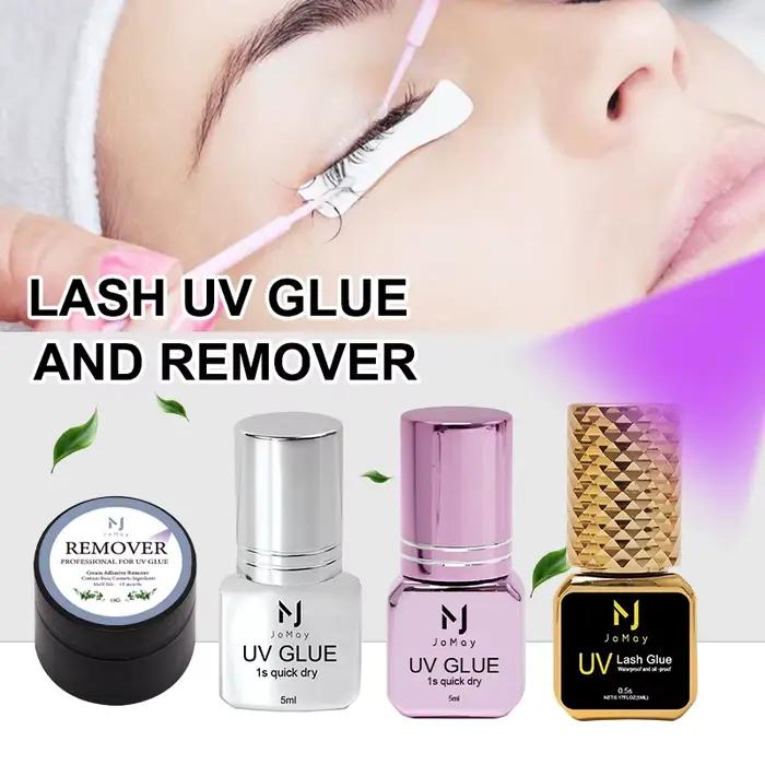 JOMAY 15G professionnel dissolvant de colle UV Super rapide colle UV cils violet noir colle à cils 1S pour outils de maquillage d'extension de cils