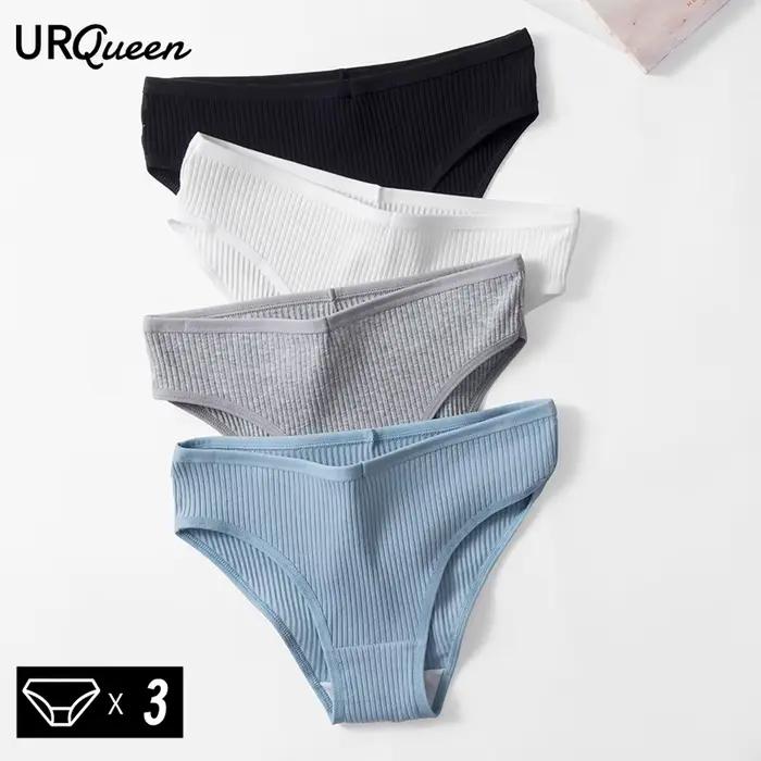 3 pièces/ensemble femmes coton culottes sous-vêtements femme Lingerie rayé nouveaux