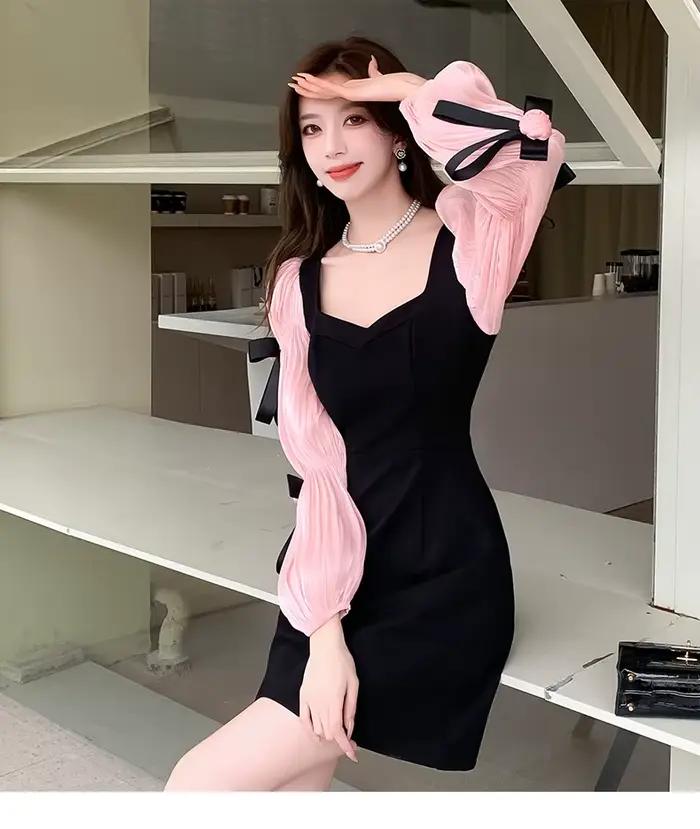 Mini robe courte à nœud doux pour femmes