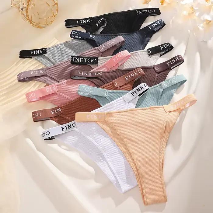 5 pièces/ensemble Lingerie Sexy femmes coton culottes Finetoo lettre taille basse femme slips sous-vêtements confort