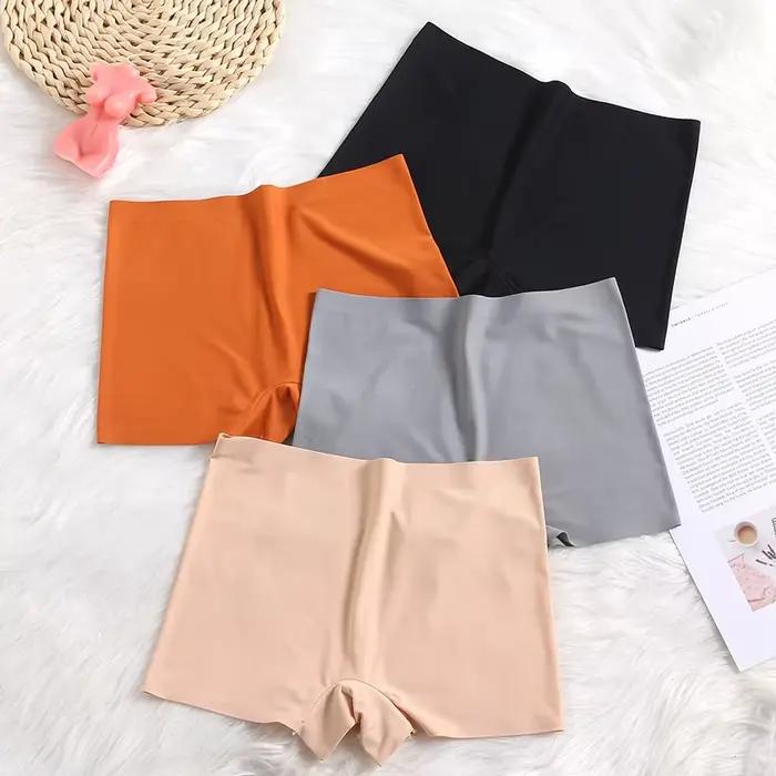 Boxer en soie glacée pour femmes, culotte courte, sous-vêtements féminins, soie glacée, nylon, élasthanne, blanc, gris, kaki, orange, noir, taille M, L, XL, occassions spéciales, soirée, mariage, anniversaire