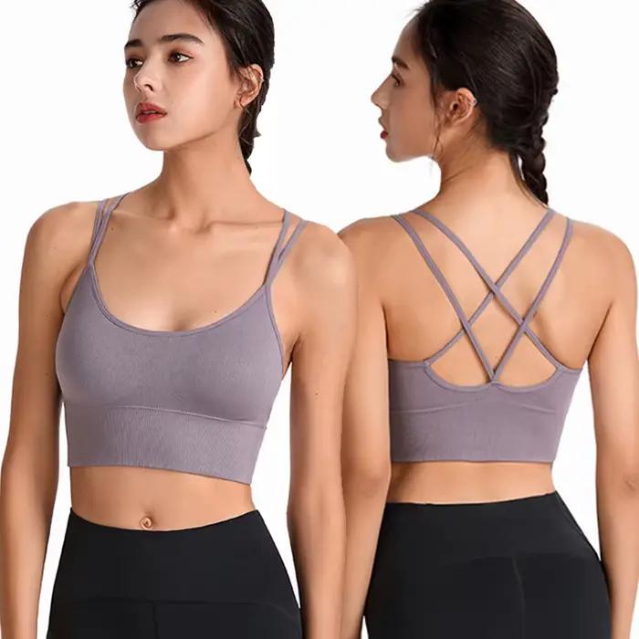 Soutien-gorge rembourré croisé dans le dos pour femme