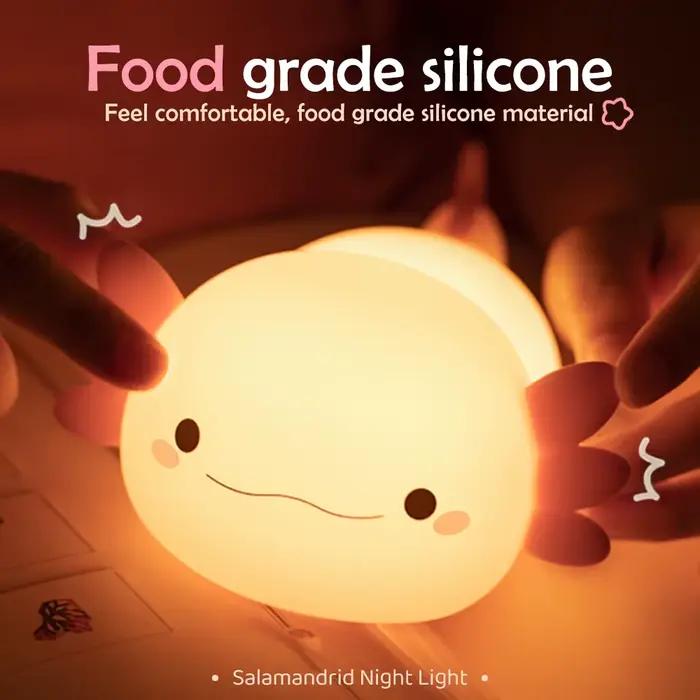 Axolotl veilleuse pour enfants 2 luminosité Silicone pépinière veilleuse Portable USB Rechargeable lampe de chevet pour chambre de bébé