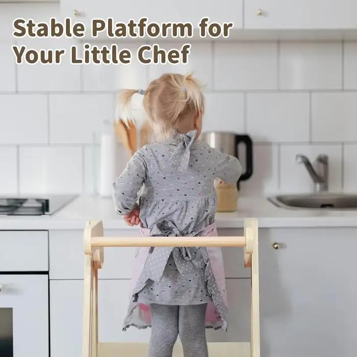 Tour pour tout-petits Tour d'apprentissage Montessori réglable 3 en 1 | Escabeau pliable pour cuisine | Bois naturel (1-6 ans)