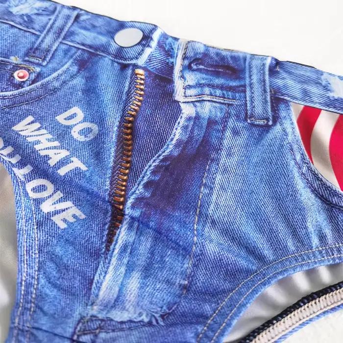 Style Denim culotte en soie glacée femmes sous-vêtements Sexy Lingerie mince slips respirants dames mode taille moyenne