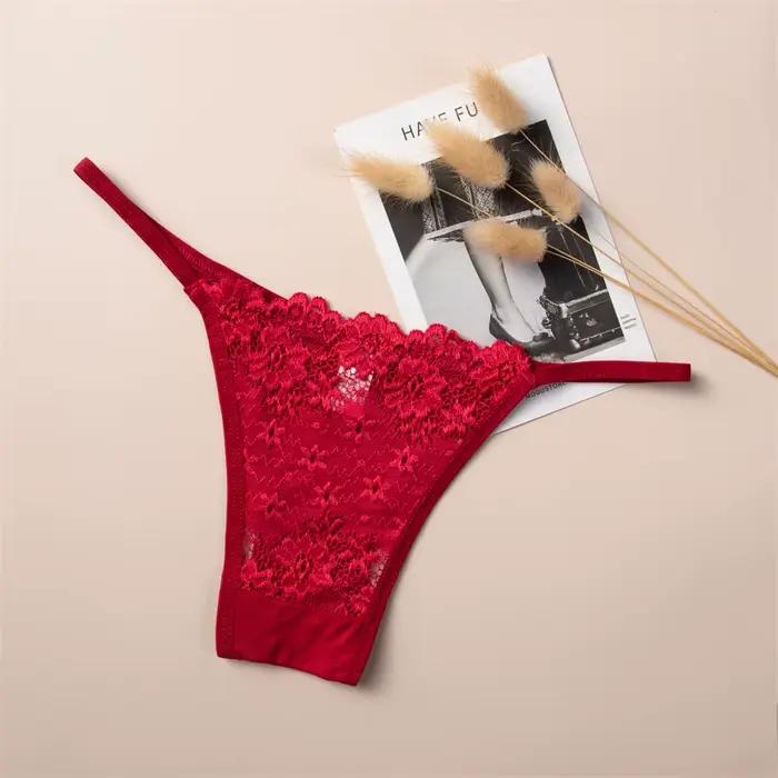 Femme culotte nouveau confortable nœud coton Polyester dentelle Sexy string fille sous-vêtements couleur unie haute qualité Lingerie