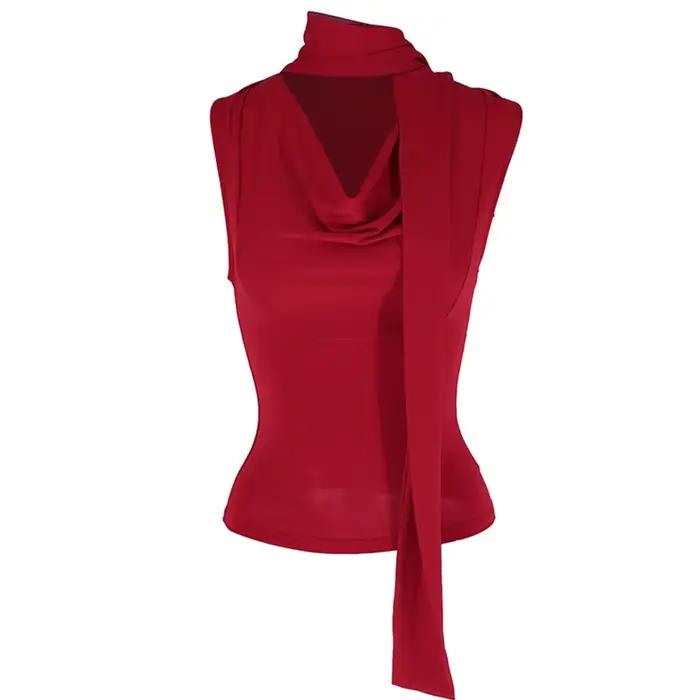 Haut bandage à col en V pour femme style Y2K coton polyester décontracté élégant et sexy pour l'été vacances et soirées