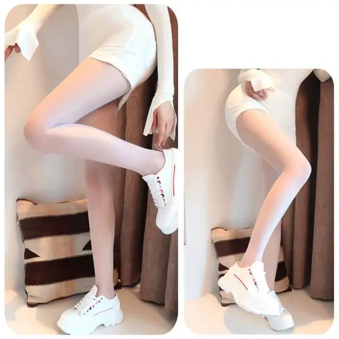 Lingerie Sexy chaussettes en soie noire caleçons femmes collants jambes nues