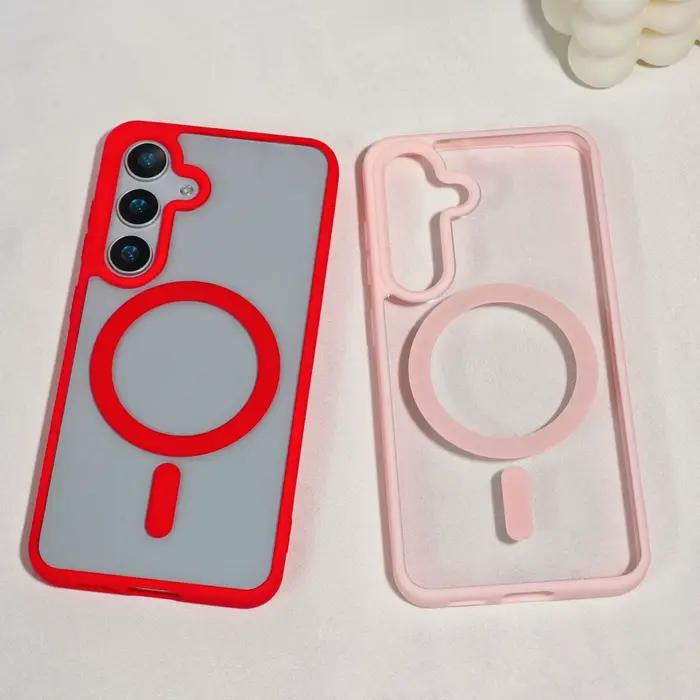 Coque transparente couleur bonbon pour Samsung Galaxy A57 A37 A17 A07 A54 A55 A35 A25 A15 A56 A36 A26 A16 A06, housse Anti-chute Magsafe
