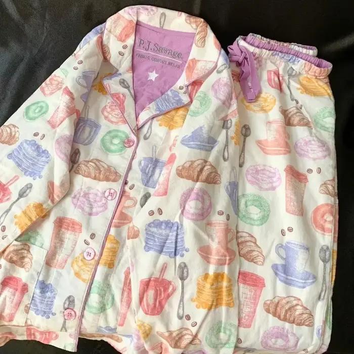 Ensemble pyjama Pour Femme, vêtements de nuit imprimés de dessins animés, haut et pantalon élégants, 2 pièces, en coton doux, vêtements de nuit Pour Femme
