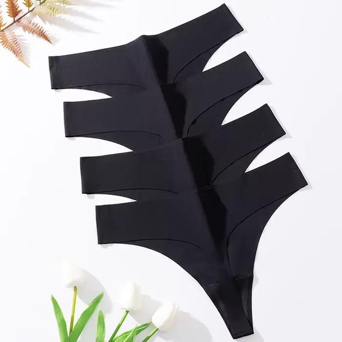 Sans couture femmes culottes coupe en V Sexy femme tongs soie Satin sous-vêtements doux confortable Lingerie chaude