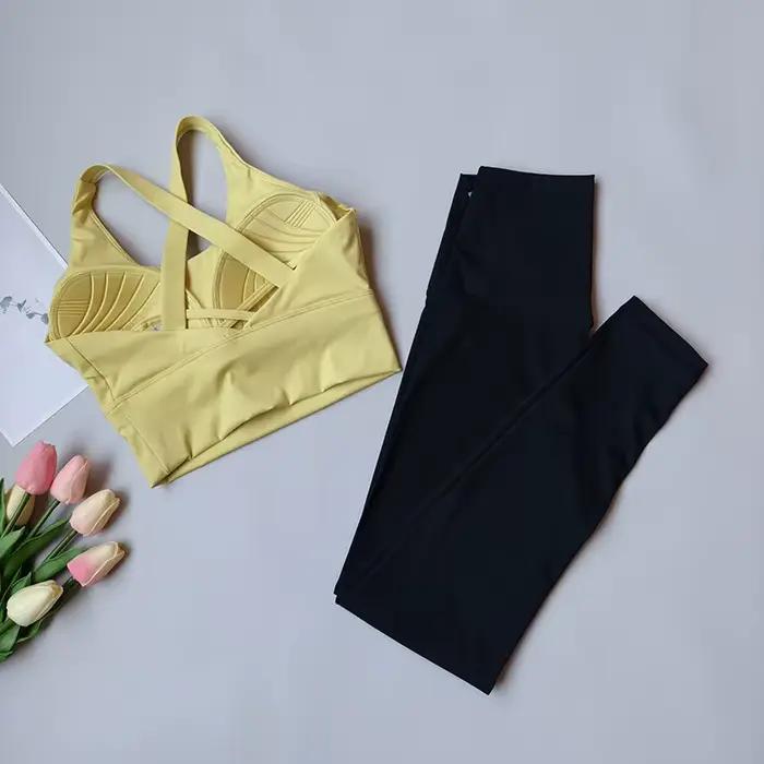 Ensemble de yoga et Pilates pour femme, leggings taille haute, brassière sans manches, sensation de seconde peau, vêtements de sport pour yoga et entraînement, occasions spéciales