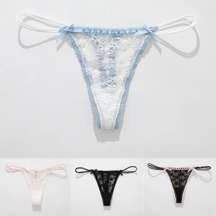 Culottes en dentelle à nœud sexy pour femme