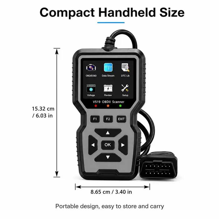 2026 V519 Scanner OBD2 Professionnel Alimenté par USB, Outil de Diagnostic Automobile, Lecteur et Effaceur de Codes Moteur, Flux de Données en Temps Réel, Prêt I/M