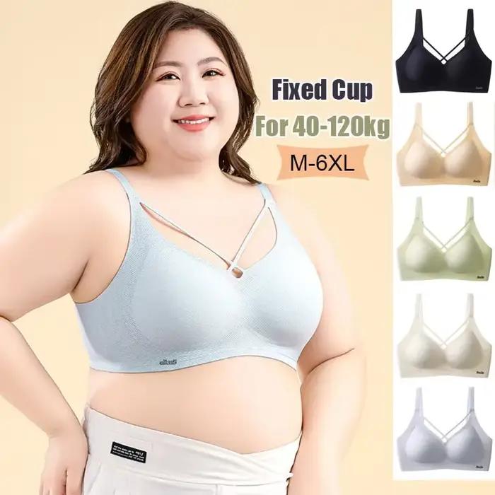 Soutien-gorge sans fil respirant à bonnets fixes pour femmes grandes tailles (M-6XL) – Idéal pour poitrines généreuses (40-120 kg) – Effet minimisant