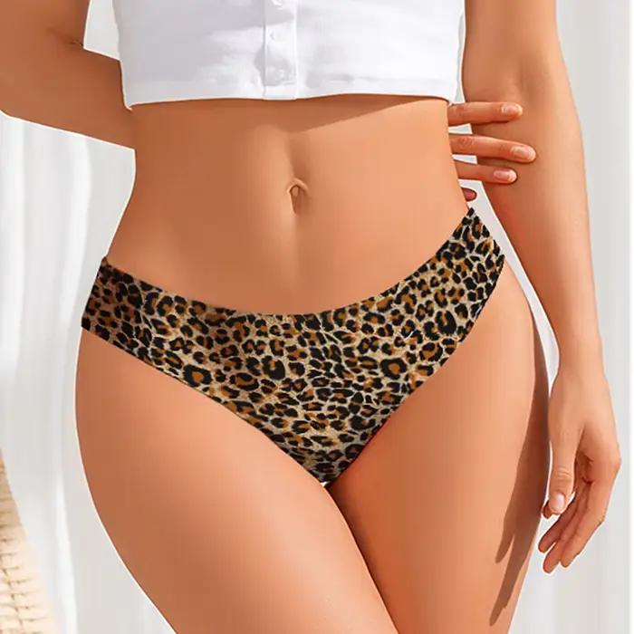 6 pièces culottes pour femmes soie sans couture sous-vêtements féminins Sexy léopard élasticité Bikini pantalon