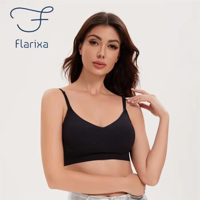 Soutien-gorge Flarixa sans couture bleu avec bretelles convertibles pour femmes occasions quotidiennes et spéciales