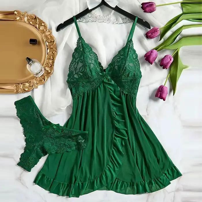 Ensembles Kawaii roses grande taille, sous-vêtements sexy pour femmes, robe de nuit de luxe Y2k, ensemble de lingerie 2 pièces, mini bikini string féminin
