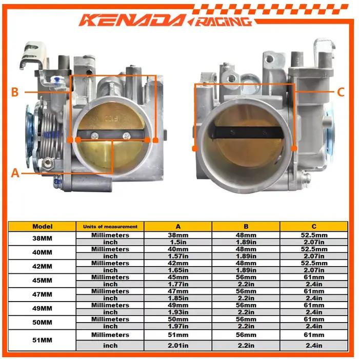 Boîtier de papillon pour carburateur CBR250 250R CBR250 CB300F CBR300R Rebel300 CMX300 34/36/38/42/43/45/47/49/50/52mm