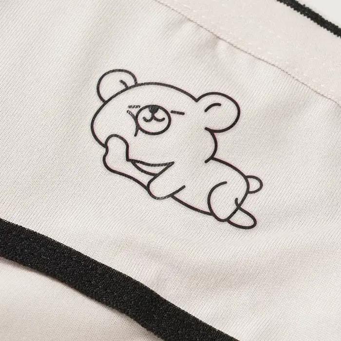 3 pièce/ensemble femmes culottes dessin animé ours rayé coton culotte mignon taille basse sous-vêtements confortable bref couleur unie caleçons