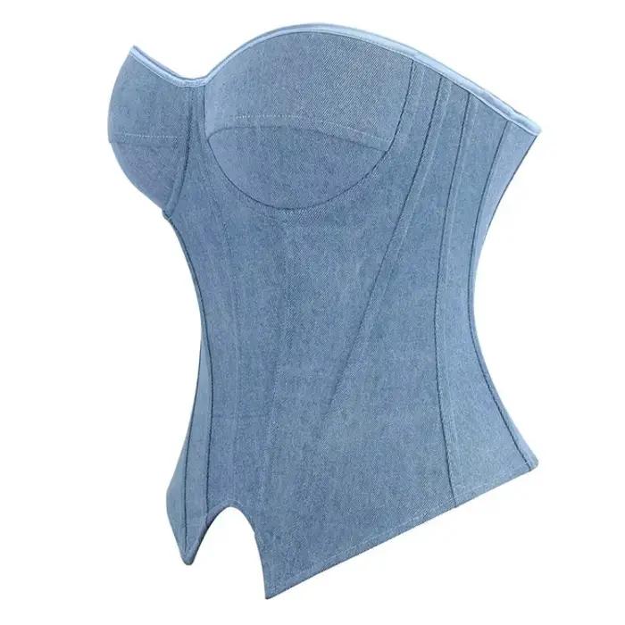 Bustier Sexy hauts sans bretelles pour femmes surbuste Corset dame Corselet Zip mode corps Shaper Costume