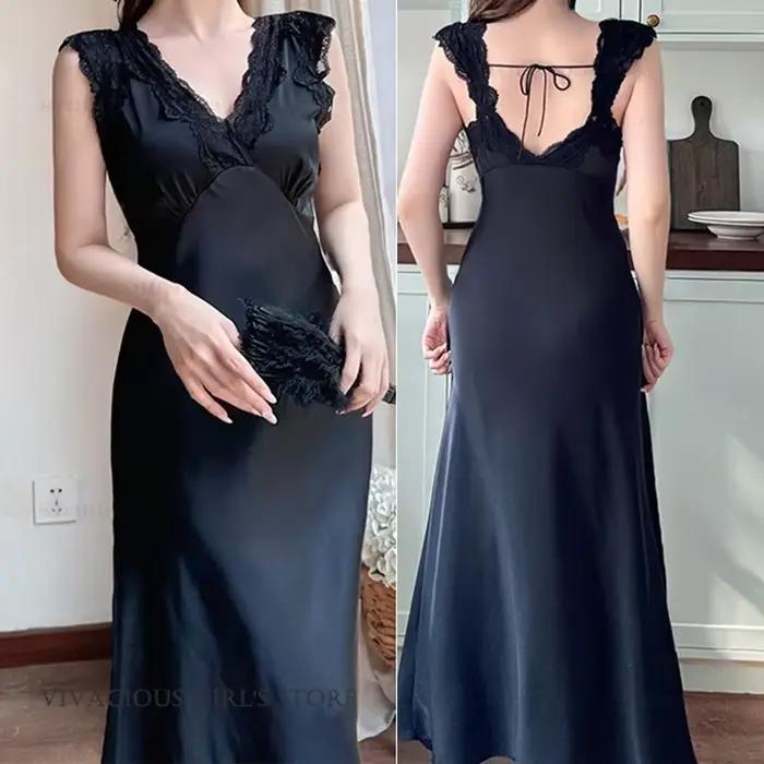 Nouvelle Robe de Nuit Longue pour Femme Printemps