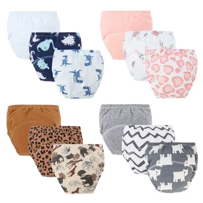 Couches d'entraînement pour bébé, 3 pièces, pantalons pour filles et garçons, lavables, couches en tissu pour nourrissons, sous-vêtements réutilisables pour enfants, Shorts pour tout-petits
