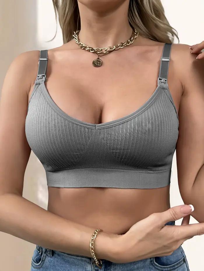 Soutien-gorge d'allaitement une pièce côtelé boutonné sur le devant sans fil