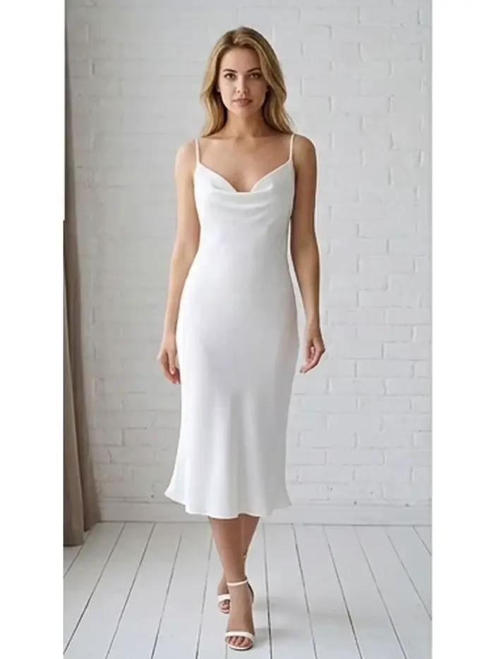 Robe de nuit longue noire en satin polyester ny lon col en V pour femmes nuits de lune de miel et mariage