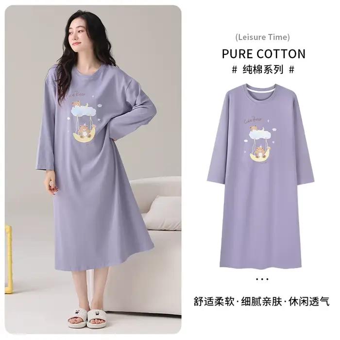 Nouvelle Robe de Nuit à Manches Longues pour Femmes