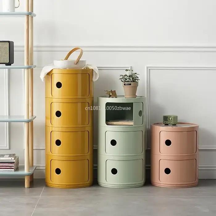 Tables de chevet modulaires, table de chevet ronde, grande capacité de rangement, petite armoire de chevet, armoire latérale étroite simple pour chambre à coucher