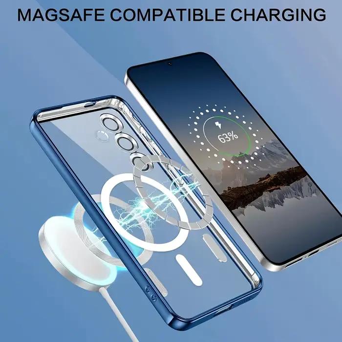Coque de téléphone magnétique transparente plaquée pour Samsung Galaxy A56 A55 A54 A36 A35 A34 A26 A25 A24 A17 A16 A15 A14 A07 A06 A05
